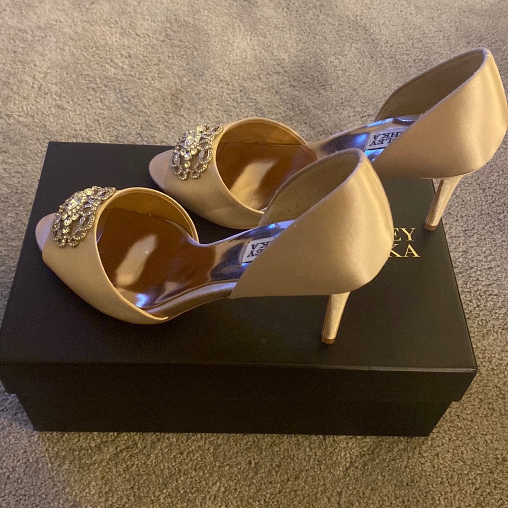 Badgley Mischka Women’s Jewel Peep Toe Pumps Size 9